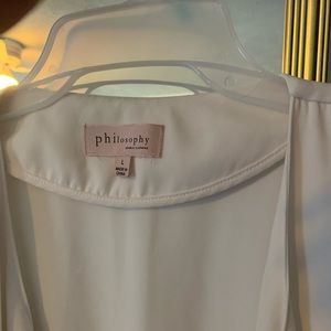 Long white 3/4 sleeve silk cardigan